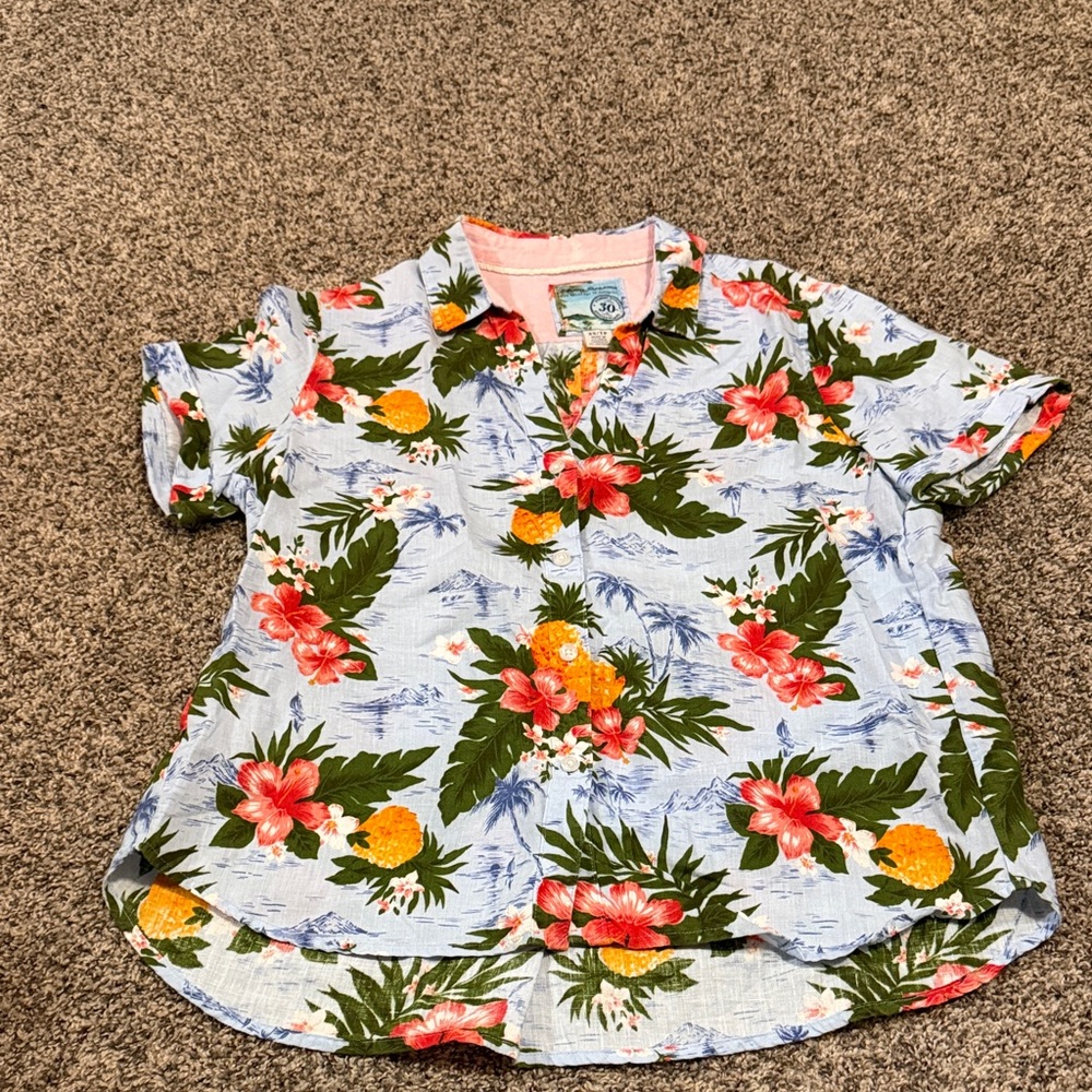Tommy Bahama Women's Linen Floral Button Down Shirt - Multicolor XS